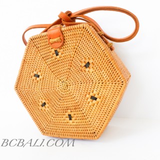 Shape rattan ata sling bags natural balinese handmade